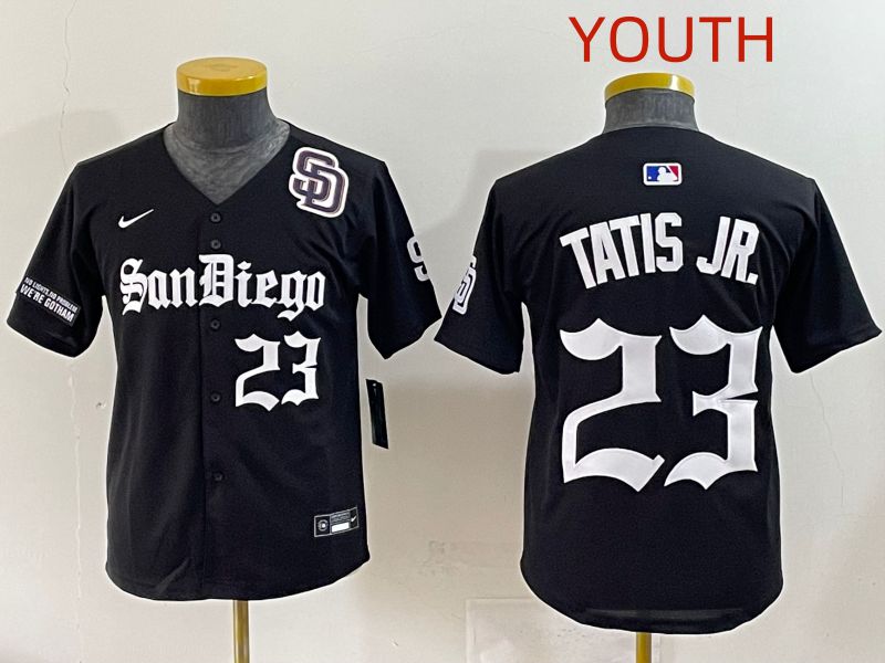 Youth 2025 San Diego Padres #23 Tatis jr Black Five generations Joint Name Nike MLB Jersey style 10->youth mlb jersey->Youth Jersey